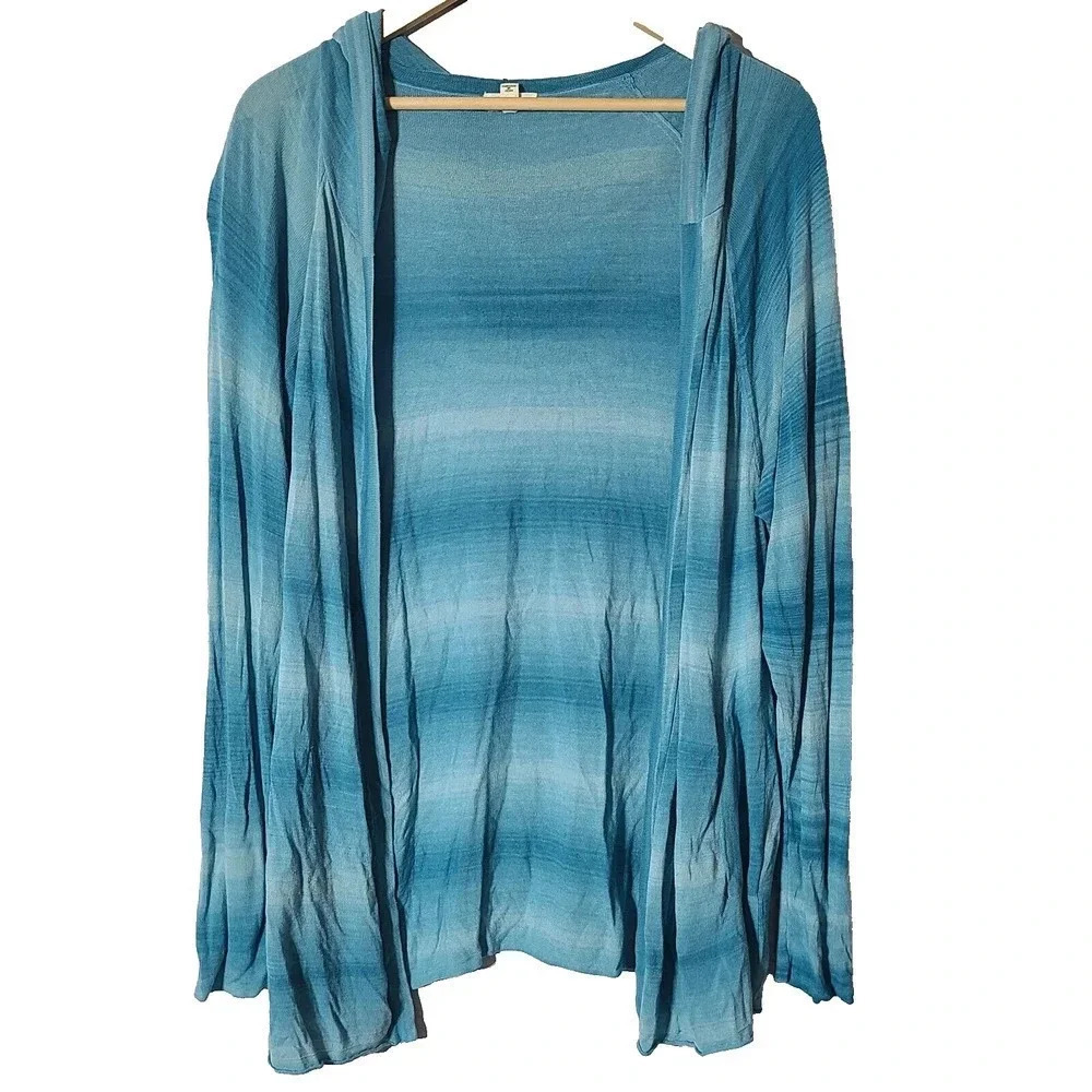 Soft Joie Open Front Cardigan Sweater Women's Size Small Blue Hooded Lightweight